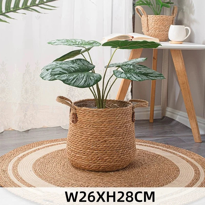 paniers rangement rotin marron clair tressé réutilisables pliables boho chic 20 25 30cm