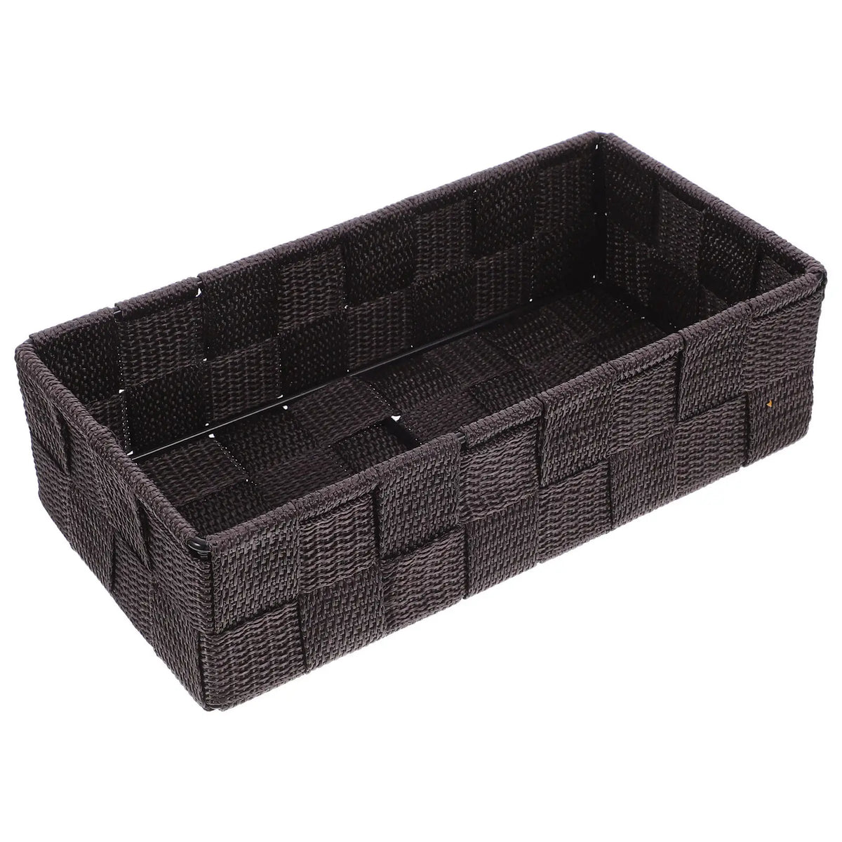 panier tissé noir moderne rangement organisation boîte stockage étagère coiffeuse contemporain robuste pratique
