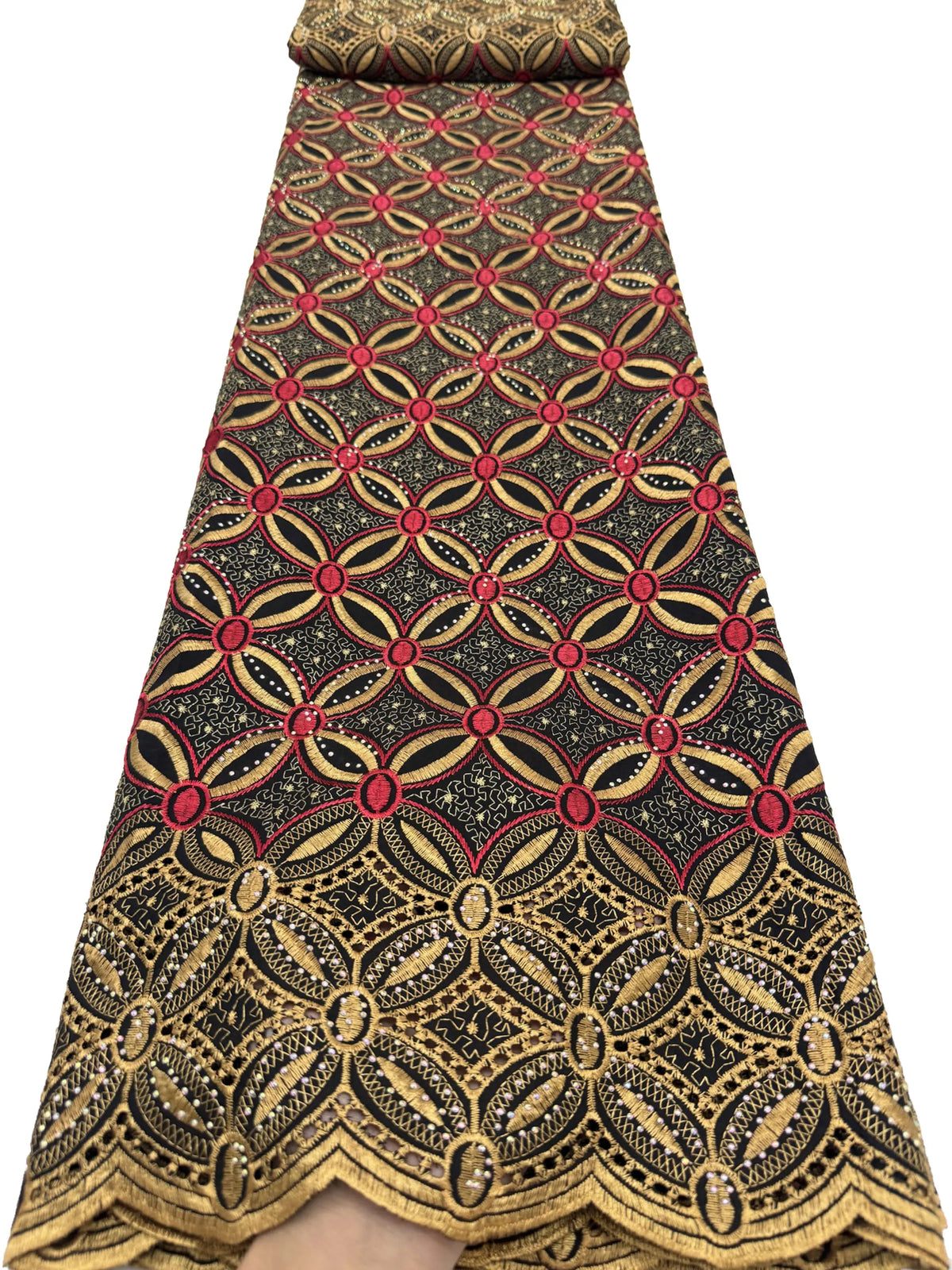 tissu brodé géométrique bleu clair noir vert rouge rose violet ajouré cérémonie mariage femme