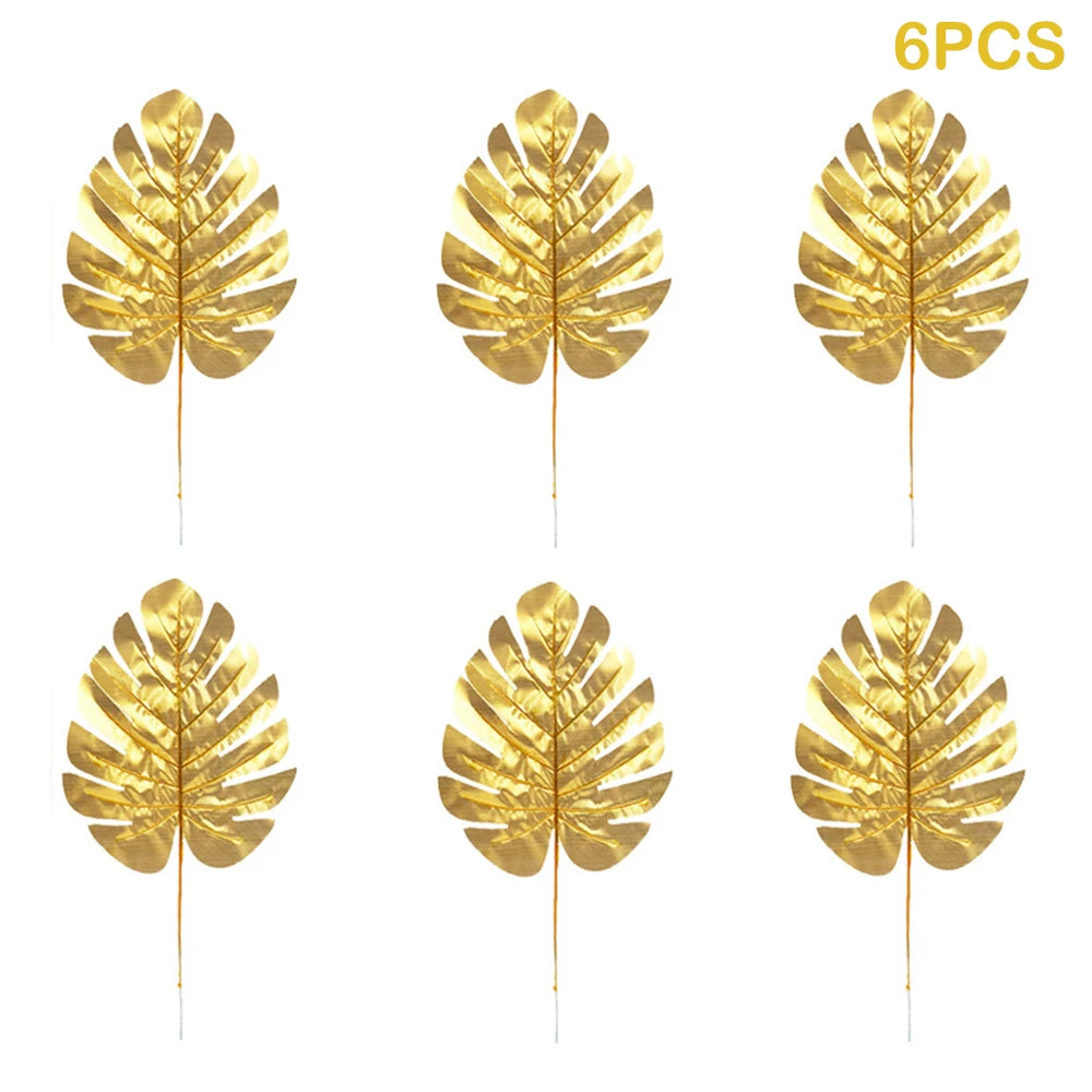 feuilles artificielles tropicales vert doré décoration moderne mariage anniversaire extérieur verte naturelle ludaua hawaïen