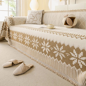 couverture canapé polyestère géométrique flocons neige moderne facile entretien printemps été beige clair