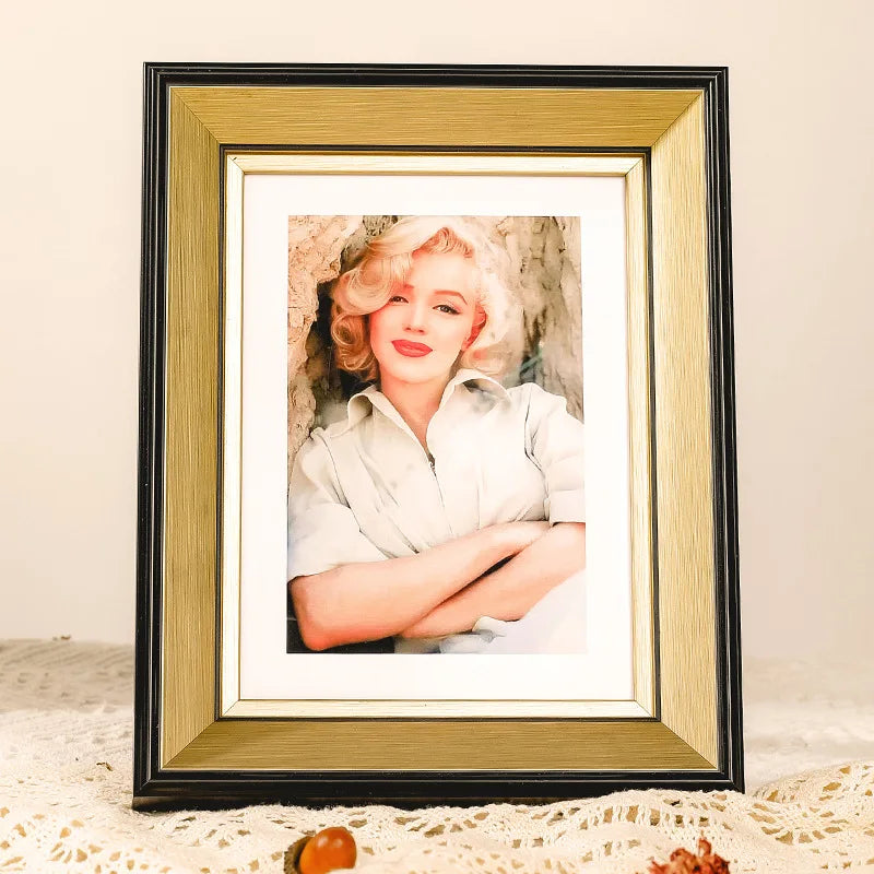 cadre photo rectangle résine noir doré texture bois classique intérieur photo souvenir artwork