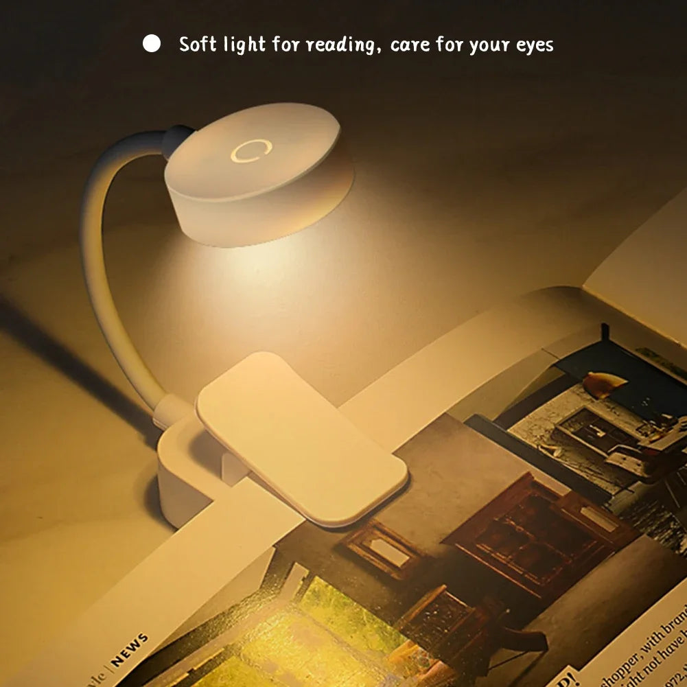 lampe lecture led clip piles table protection yeux blanc moderne étudiant portable chambre veilleuse