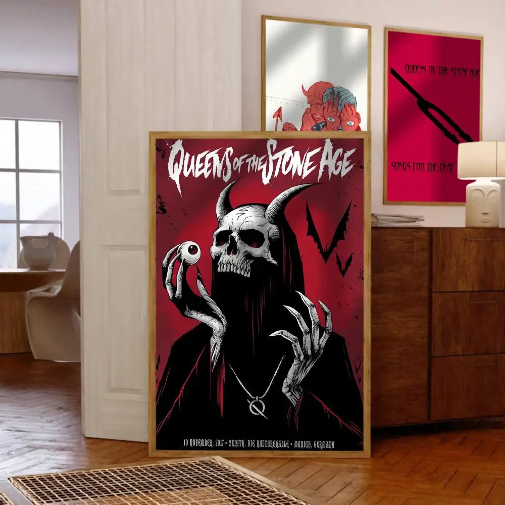 affiche murale cadre artistique gothique illustration graphique musique noir rouge blanc décoration