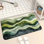tapis moderne rayures ondulées vert gris imperméable antidérapant bain entrée cuisine exercice oriental 40x60cm