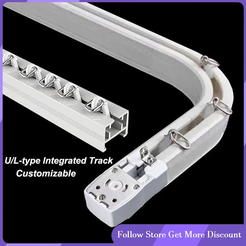 rideau électrique rail blanc moderne glissières 50kg support aluminium qualité
