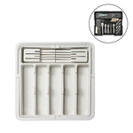 organisateur tiroir rangement cuisine moderne couverts vaisselle ustensiles extensible noir argenté