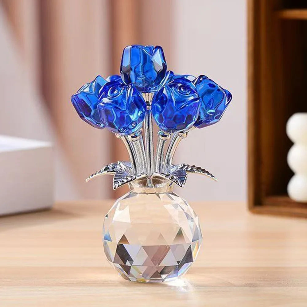 bouquet fleurs artificielles cristal rouge jaune rose bleu vert violet blanc moderne transparent
