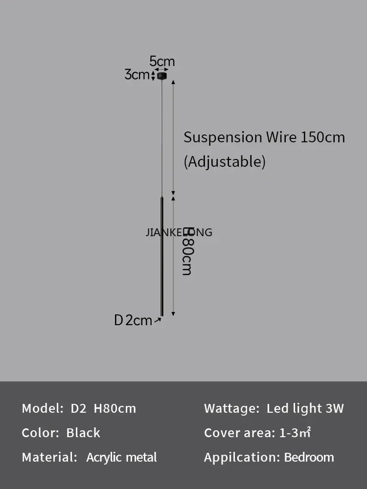 lumière suspendue moderne noire acrylique 4000K 3000K 6000K chambre salon