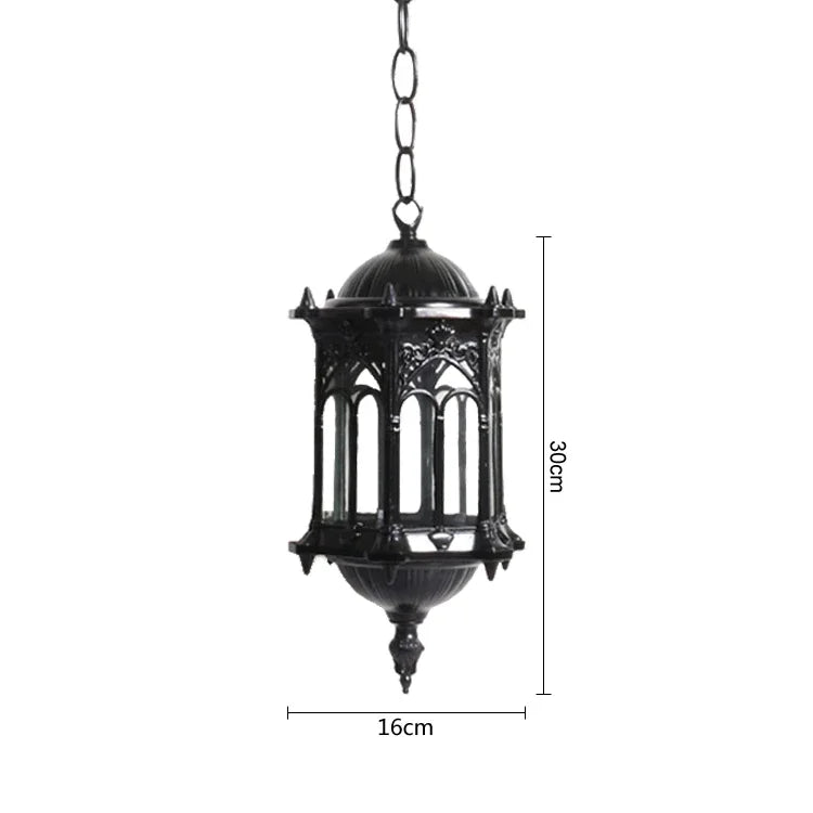 lanterne suspendue gothique verre transparent motifs floraux chambre salon étude