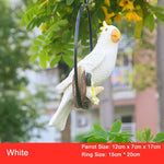 décoration extérieure oiseau suspendu perroquet plumage coloré anneau métallique jardin fleurs artificiellesbranches