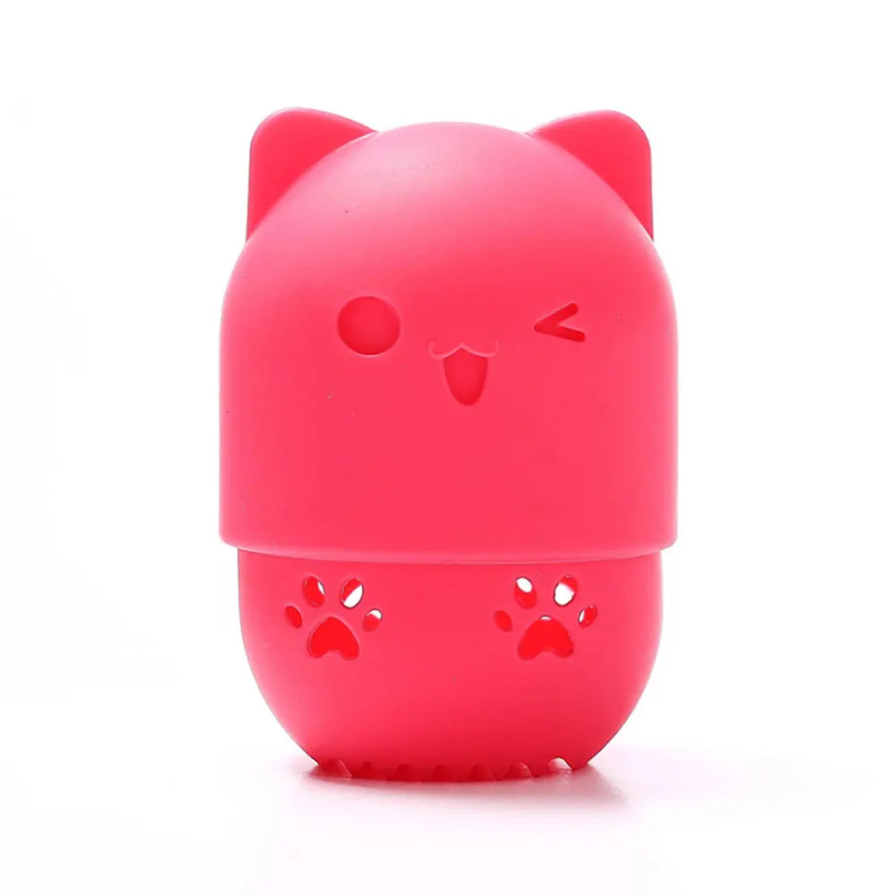 pot savon silicone rose bleu violet animalier brosse nettoyage intégrée texture douce patte chat