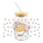 tasse verre couvercle bois ballons animaux fleurs halloween goess spooky transparent unique