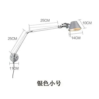 lampe murale articulée moderne bras réglable noir argenté led clip fixe chambre
