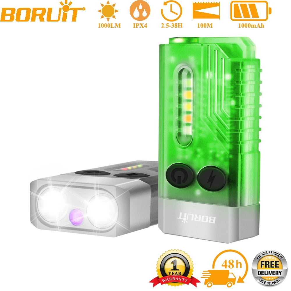 lampe poche rechargeable multi mode uv led alarme sonore porte clés camping