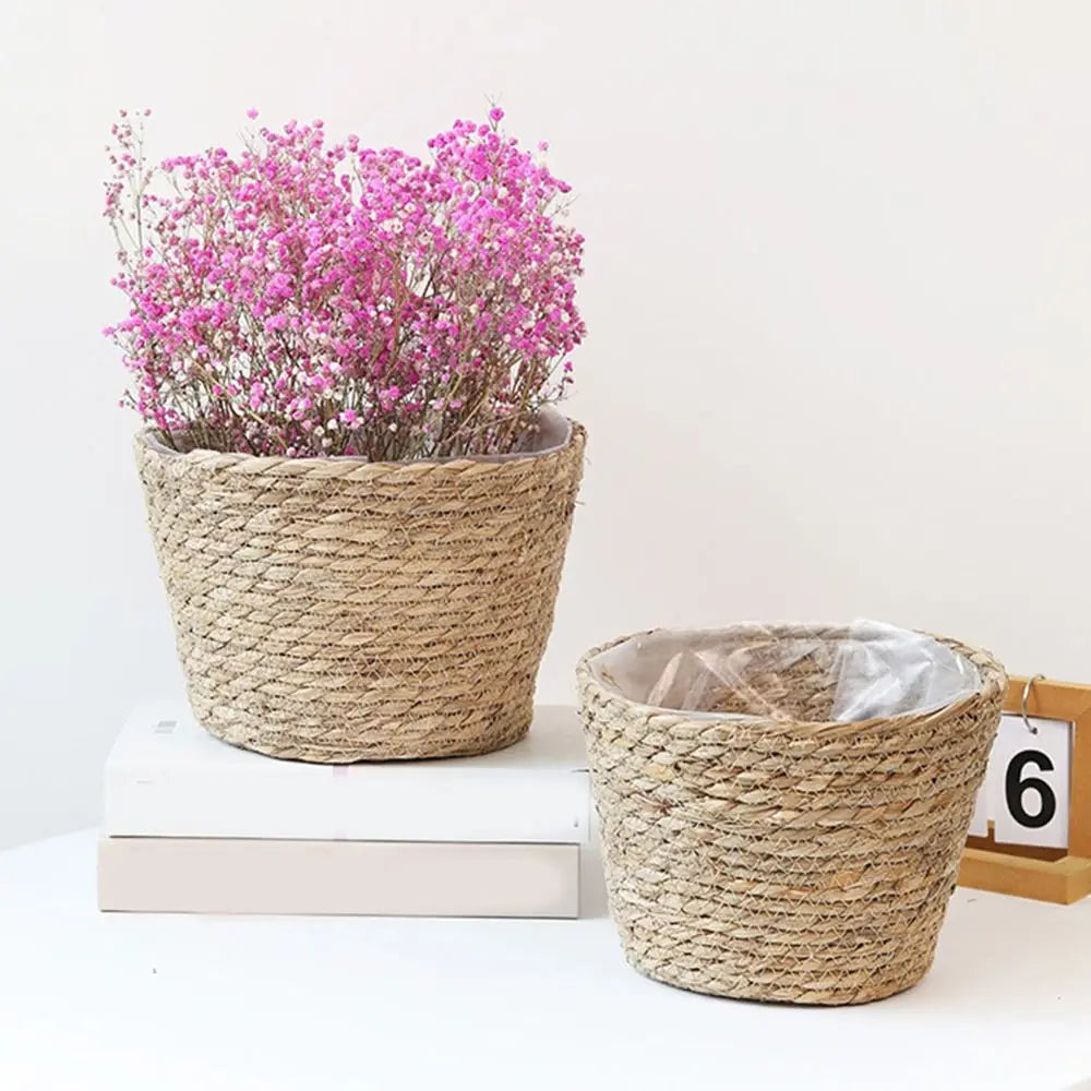 paniers tissés main rustiques différents naturel beige clair intérieur extérieur
