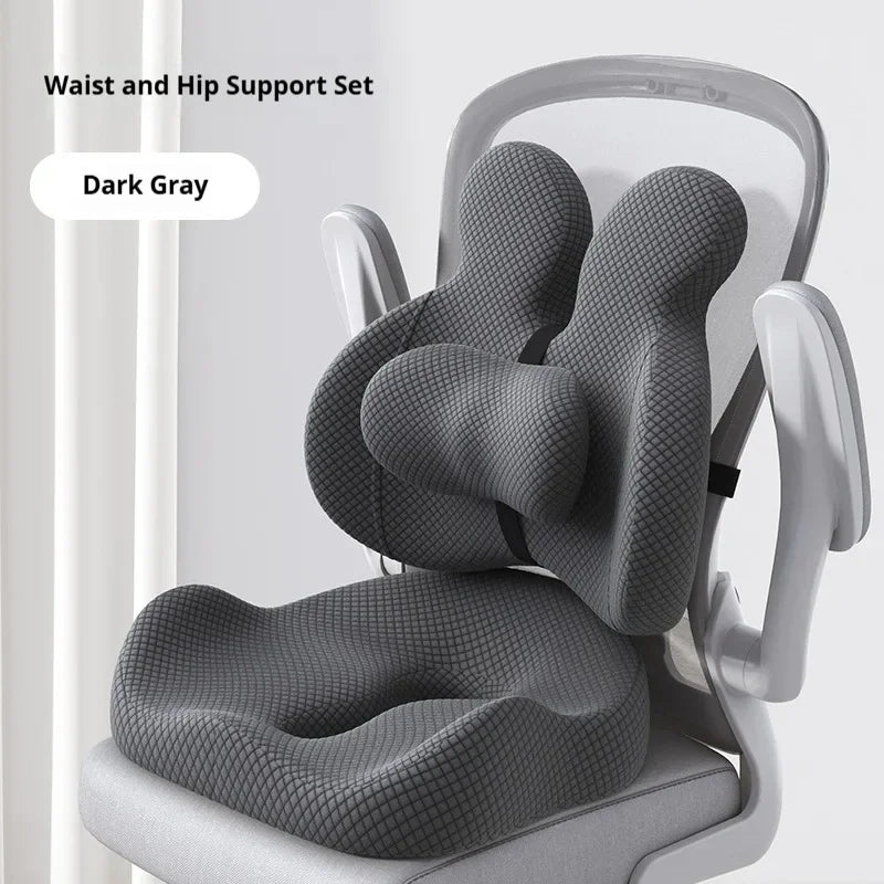 support lombaire ergonomique mousse mémoire forme polyester ceinture sécurité massage contemporain fonctionnel gris tissu