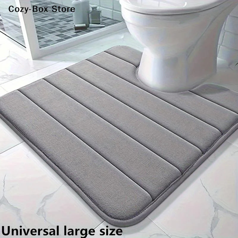 tapis bain gris moderne rayures horizontales antidérapant absorbant mousse PVC salon chambre