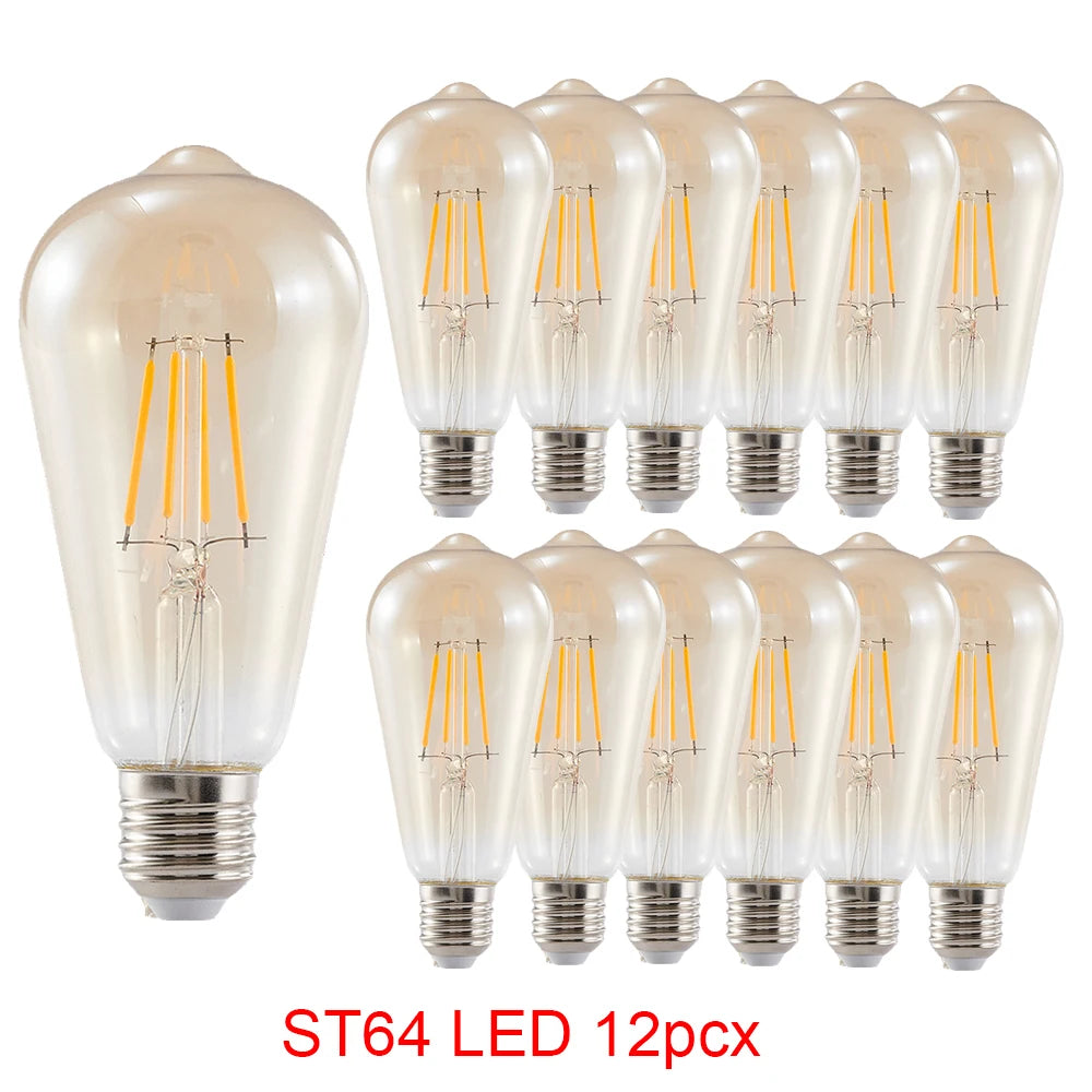 ampoule led e27 filament doré lumière jaune chaude vintage 4w 6w 8w 220v