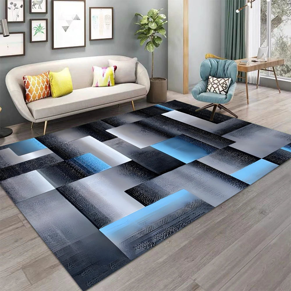 tapis géométrique abstrait moderne polypropylène polyester noir blanc rouge salon chambre extérieur