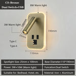 applique murale led moderne ports usb lampes lecture réglables chambre étude