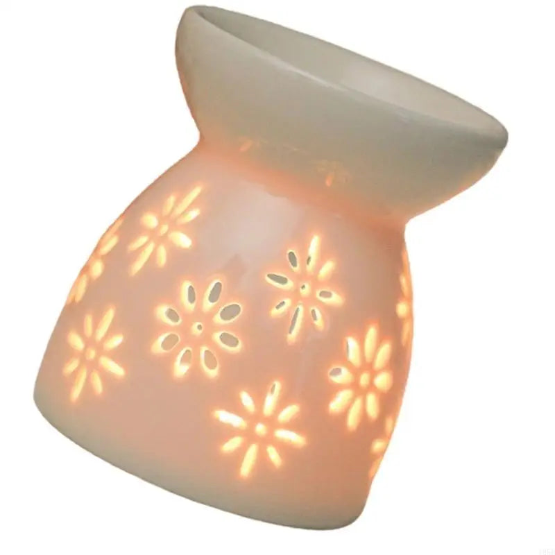 brûleur huile essentielle céramique blanc fleurs cœur moderne décoration maison bougie parfum aromathérapie chambre
