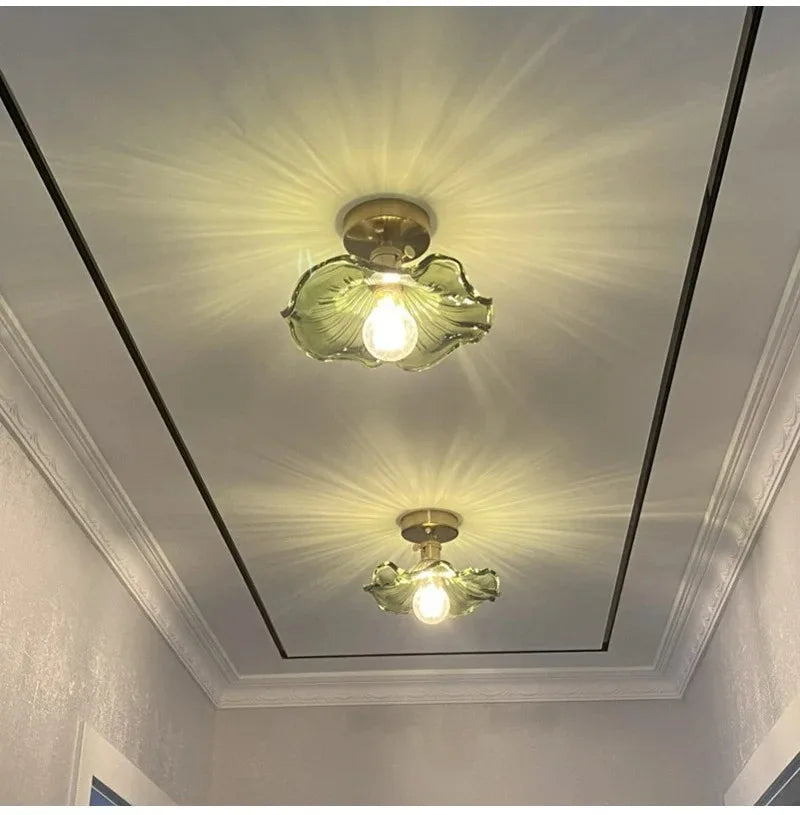 lustre suspendu vintage verre coloré tulipe filaments ampoule salon chambre