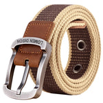 ceinture unisexe toile rayée beige marron décontracté boucle métalliqueOutdoor sports chasse ACCESSOIRES jeans