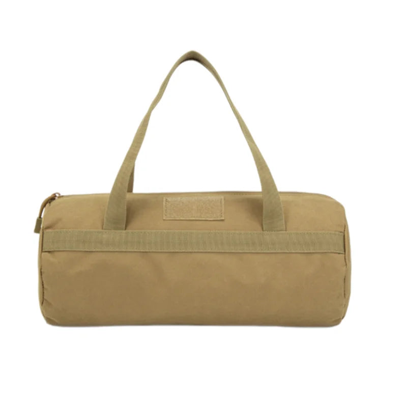 sac rangement toile épaisse beige texture grunge militaire poignées amovibles fermeture glissière étiquette tactique