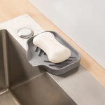 support savon gris rayures adhésif moderne brosse savon pompe utilisation multiple cuisine évier