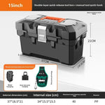 boîte outils noire orange clips multifonctionnelle perceuse batterie sac clé douille première secours lampe
