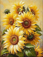 tableau floral tournesol jaune peinture toile classique deco maison sans cadre