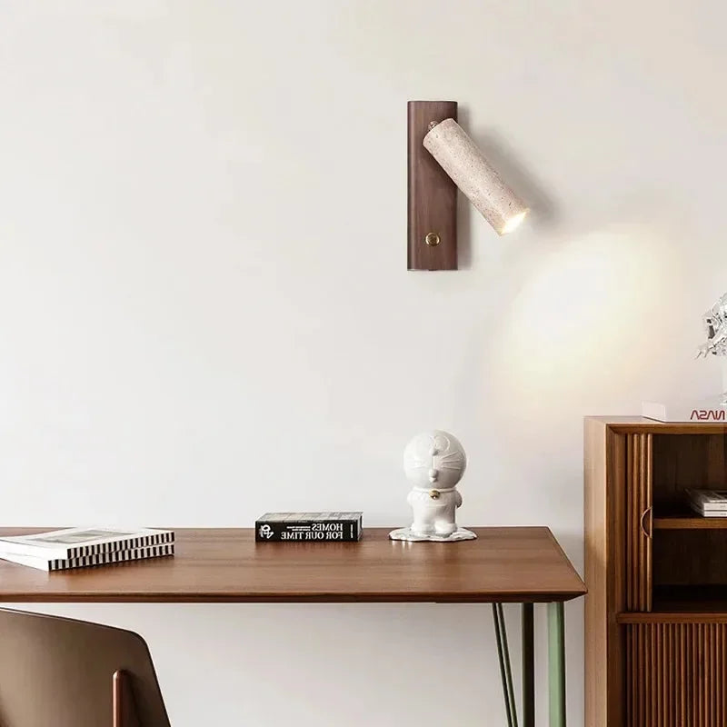 lampe murale orientable moderne abatjour texturé aspect bois chambre coucher entrée salon