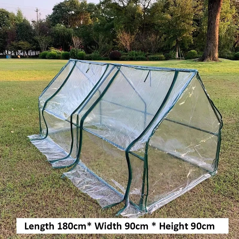 serre pvc transparent 180x90x90cm cadre métallique vert moderne crochets boulons