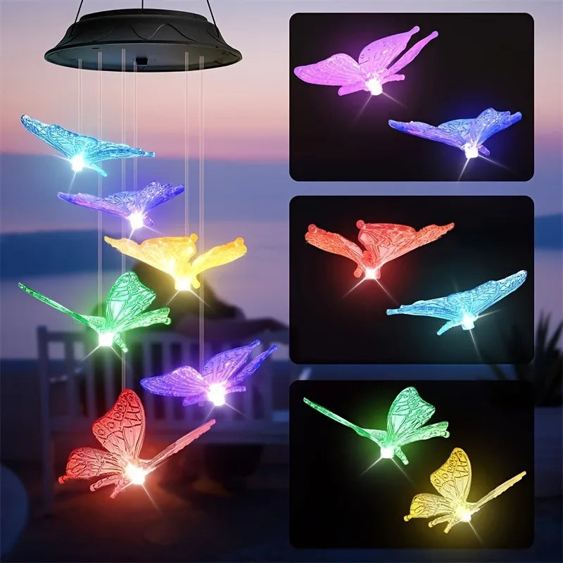 lampe solaire vent papillons oiseaux couleur changeante moderne décorative auto arrêts extérieure translucide