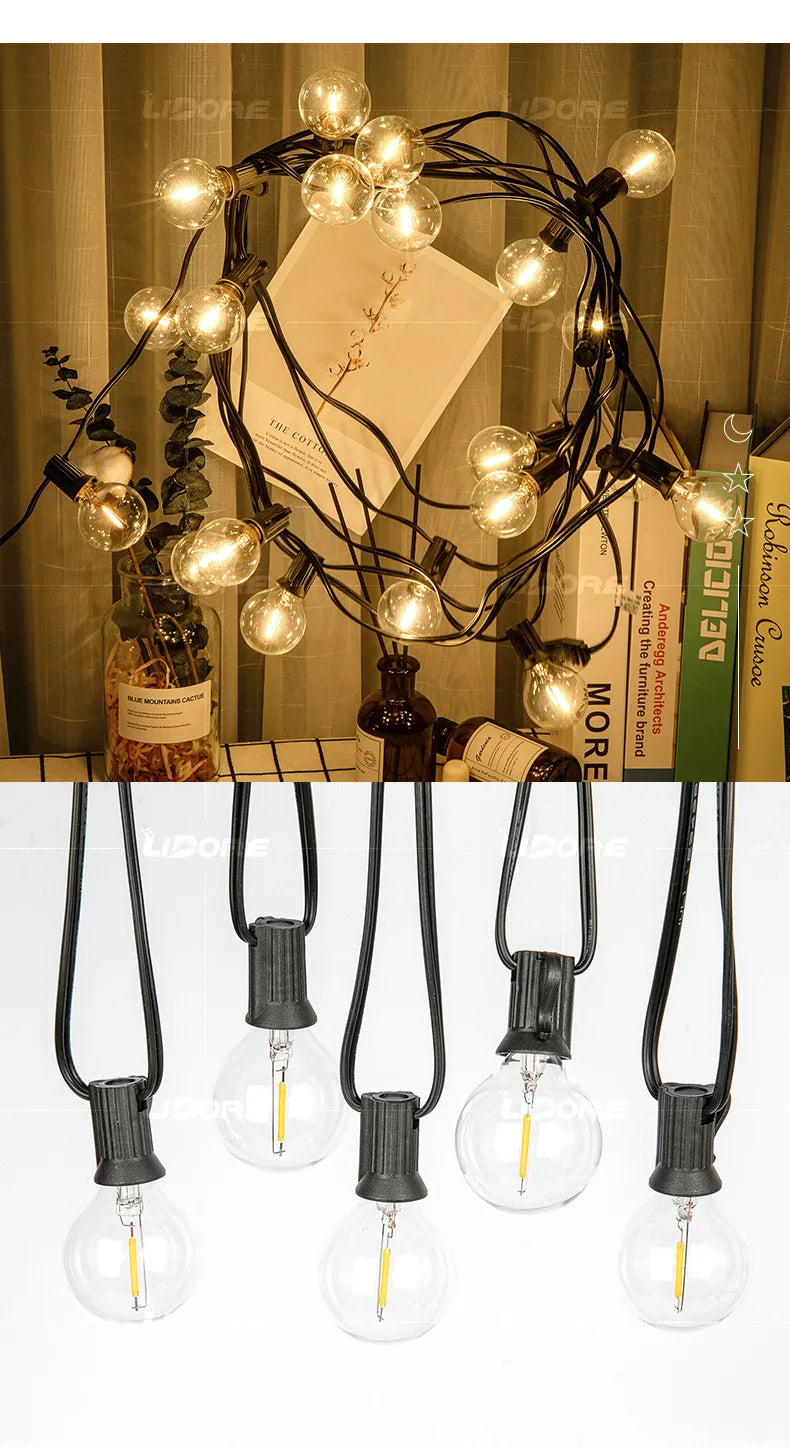 ampoules led transparentes filament doré opalescent vintage 220v 1w 5w guirlande extérieure 14 chips