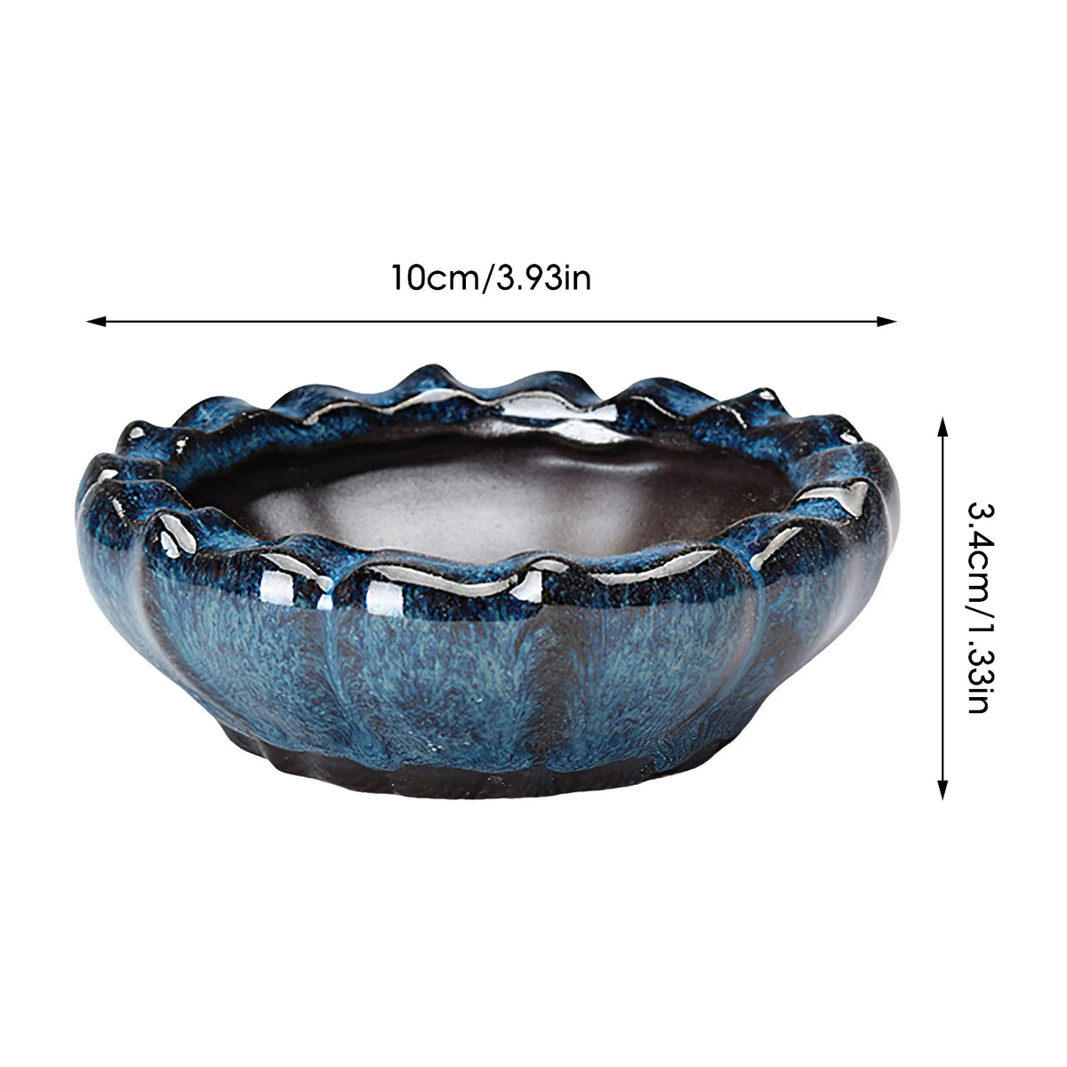 cache pot céramique bleu translucide classique plante verte décoration maison
