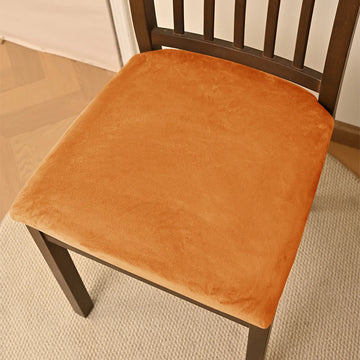 coussin chaise velours orange protection amovible lavable classique fixe