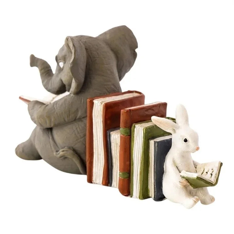 serre livres éléphant lapin gris blanc moderne décoration enfantine livres empilés bois