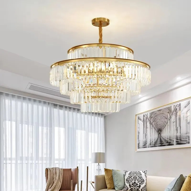 lustre classique doré cristal led 4000k 3000k 6000k transparent salon chambre