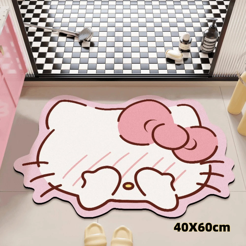 tapis salle bain antidérapant absorbant rapide dessin animé hello kitty motifs musicaux coeurs ours