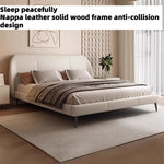 lit moderne bois simili cuir beige gris rouge pieds métalliques 176x206cm