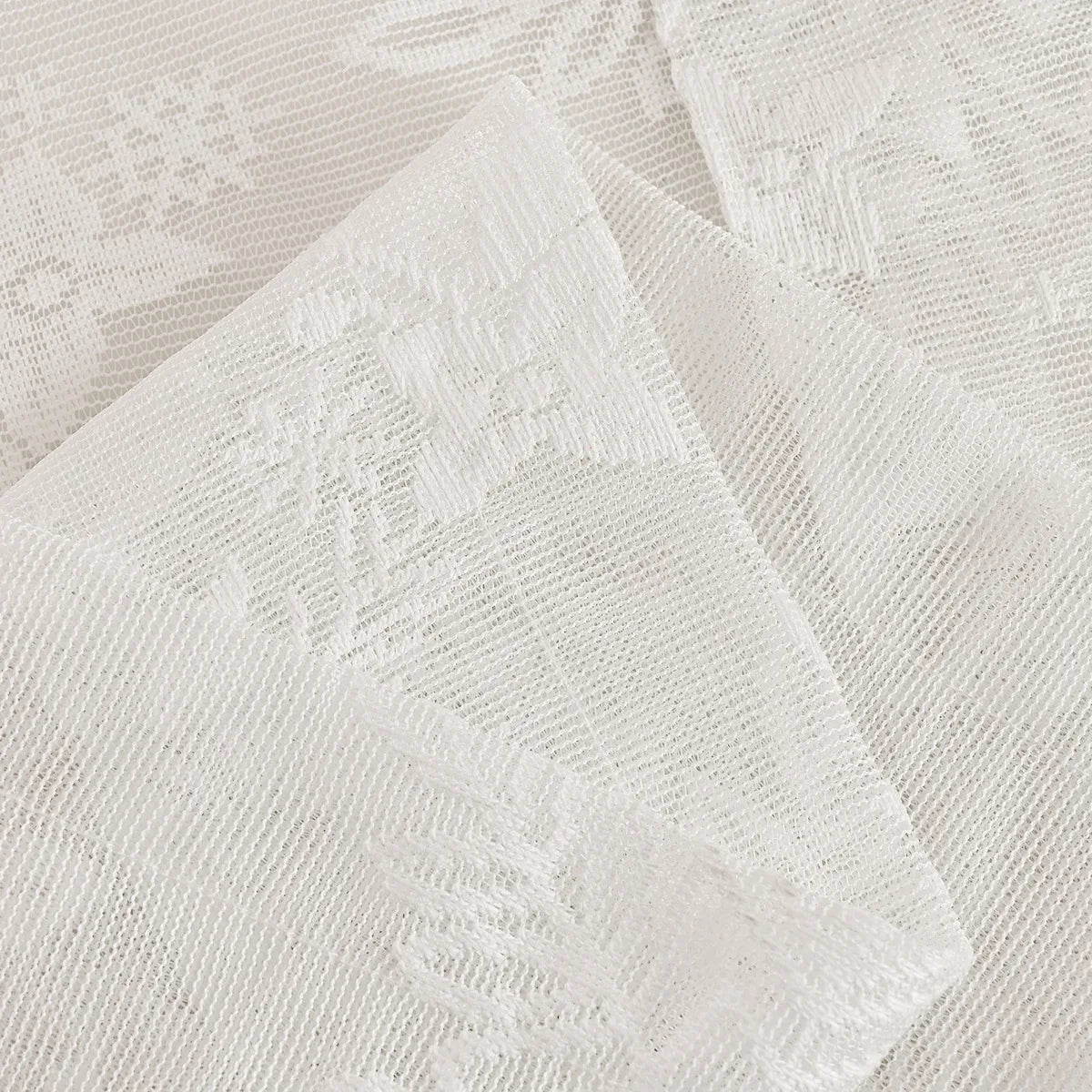 rideau fenêtre blanc motif floral polyester cuisine classique romantique translucent 150x100cm