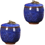 pots thé céramique texture craquelée anneau doré couvercle classique vert bleu rose marron clair