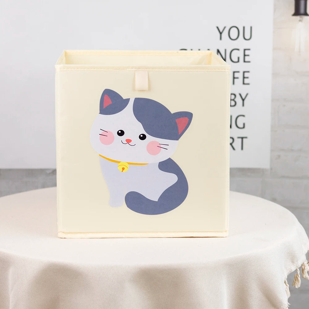 boîtes rangement pliables animaux dessin animé beige clair moderne enfant poignées léopard singe ours