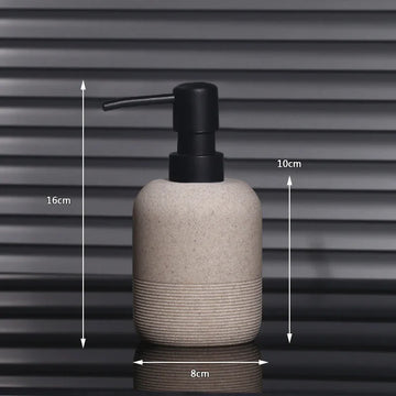 distributeur savon liquide céramique blanc beige moderne minimaliste texture granulée Pompe.pression
