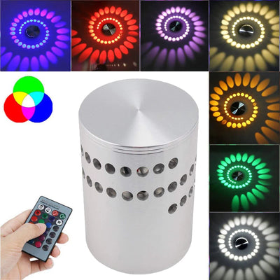 Applique murale LED spirale en aluminium avec effet lumineux à 360 degrés