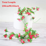 guirlande artificielle fleurs roses feuilles vertes décoration maison jardin mariage festive naturelle