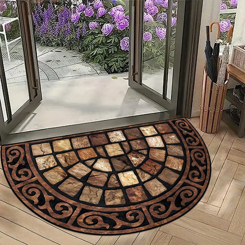 tapis d'entrée antidérapant vintage motif mosaïque floral porte salon maison intérieur classique