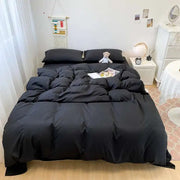 Housse de couette noire 220x240cm en polyester 100% pour lit double - Ombre Interieur